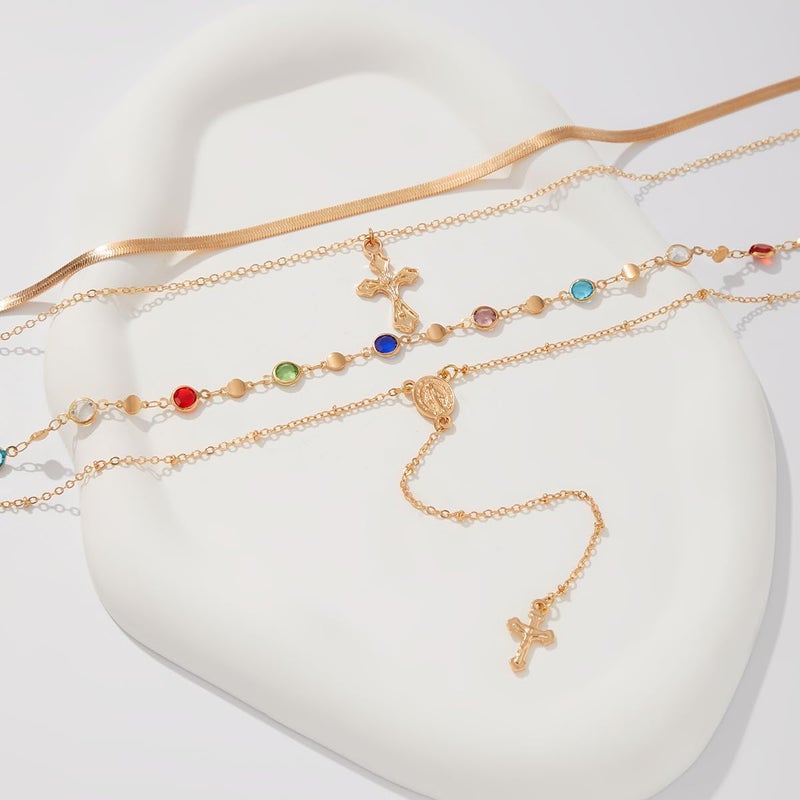 KURTCB Rhinestone Necklace for Women Boho Long Y Lariat Necklace Colorful Summer Beach Jewelry - Image 3